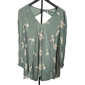 Free People women’s sage green Emma embroidered tent dress. Size XS. Boho.